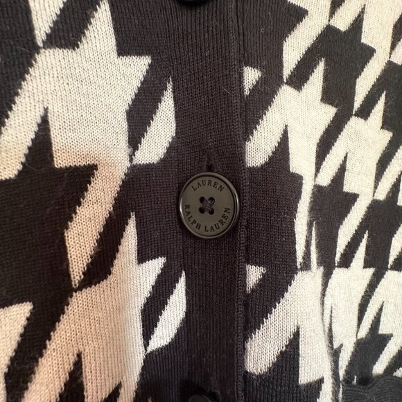 RALPH LAUREN MERINO WOOL BLACK LABEL HOUNDSTOOTH CARDIGAN SWEATER SIZE SP - Picture 4 of 4